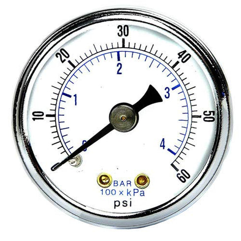 PIC Gauges 102D-158D-10/32 Center Back Mount Dry Pressure Gauge, 1.5" Dial, 0/60 psi Range, Black Steel Case