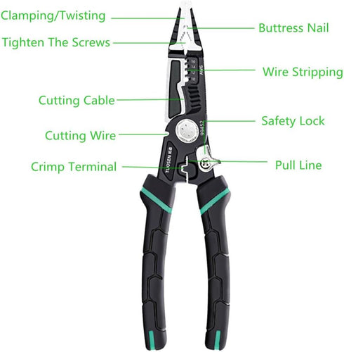 szhdxsy 9-in-1 Wire Stripper, 8.5in Wire Stripper and Crimping Tool, Multifunctional Wire Stripper,Wire breaking pliers Cable cutters, Multi-functional pointed-nose pliers