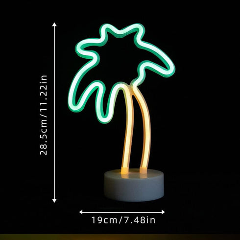 Summer ENUOLI Coconut Palm tree Neon Signs LED Battery Operated USB Powered Neon Light with Holder Base for Party