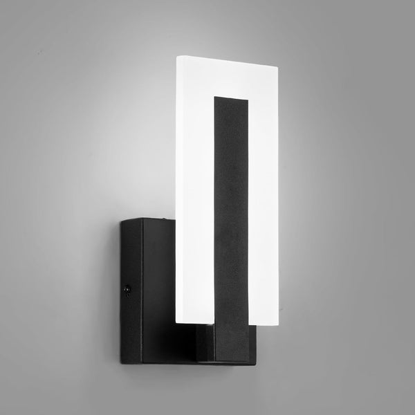 JERANDO Modern LED Acrylic Wall Sconce, Black Indoor Wall Light Fixtures, 6000K Cold
