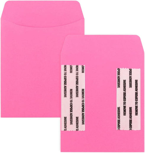 Hygloss Products Electric Pink Library Card Pockets - Self-Adhesive, 3.5” x 5”, 30 Count for Classroom & Crafts