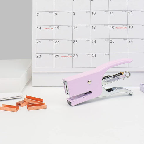 Purple Plier Stapler with #10 Staples Set, Cute Manual Stapler with 1000 Rose Gold Staples for Office Supplies
