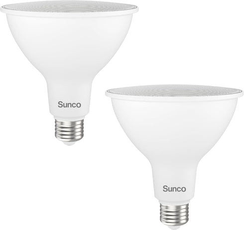 Sunco Lighting 2 Pack, 1800 Lumens Outdoor LED Flood Light, Waterproof PAR38, Dimmable, 15W=150W, 5000K