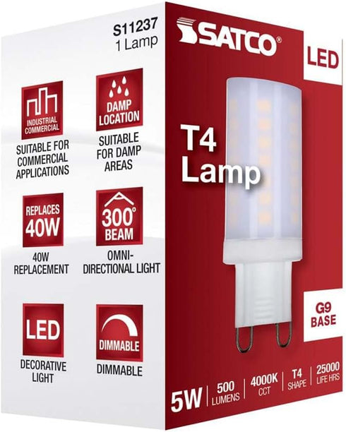 Satco 5 Watt JCD LED Frost 4000K G9 Base 120 Volt