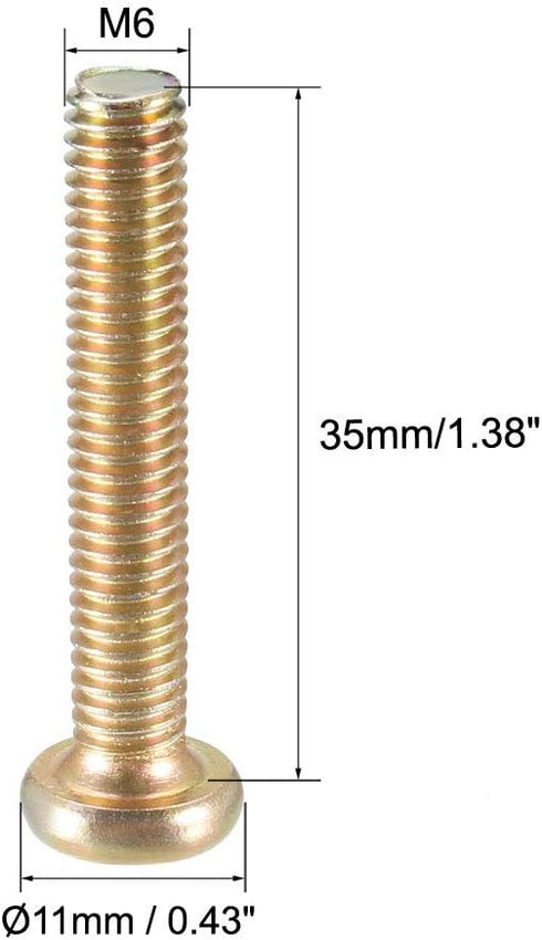 uxcell M6x35mm Furniture Screw, Hex Socket Machine Screws, Zinc Plated Fasteners, 10Pcs