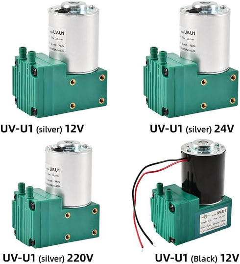 12/24V 10W -80KPa 15L/Min Mini DC Air Pump, Oilless Mute Diaphragm Vacuum Pump for Electrical Vacuum Suction (UV-U1-12V)