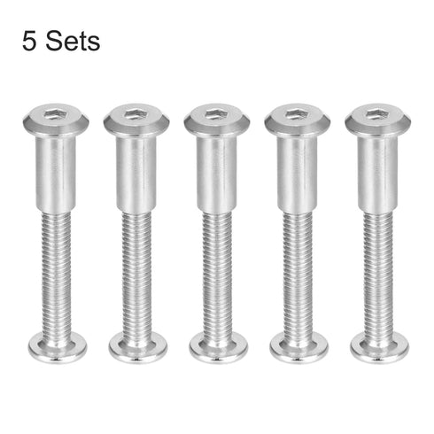 uxcell Male M6x40mm Screw Post for 5/16"(8mm) Hole Dia, Belt Buckle Binding Bolts, Leather Fastener, Stainless Steel (5