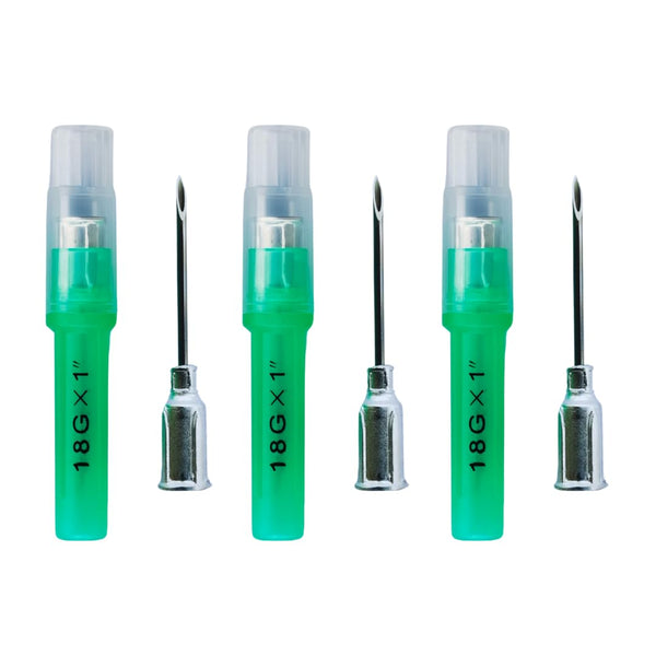 Eli-Vet Veterinary Aluminum Hub Needle, 18G x 1 inch (25 mm), 100 per Box, Individual Sheath AHN1825