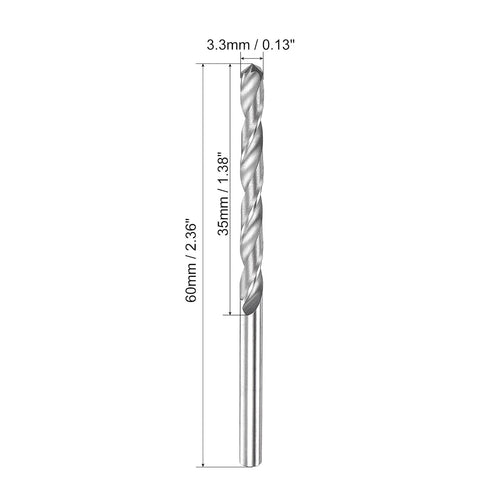 uxcell Carbide Twist Drill Bits 3.3mm, Metric Spiral Flutes Straight Shank Tungsten Steel Drilling Tool for Stainless Steel Alloy Metal