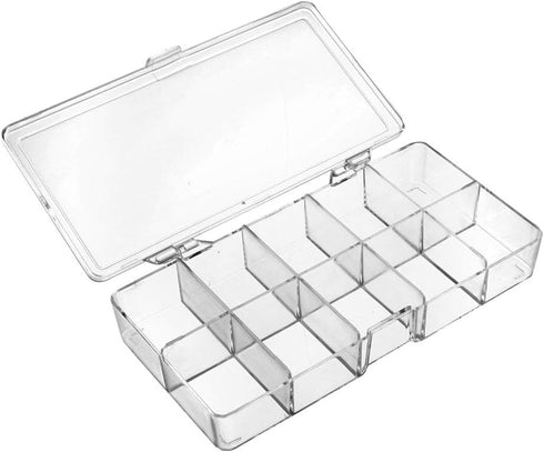 uxcell Component Storage Box, Plastic Fixed 10 Grids, Clear White, 176x88x30mm