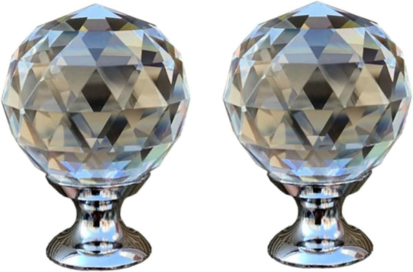 SANCHAKOU Door Knobs for Wardrobes 2 Pcs Single Hole Gold Silver Base Crystal