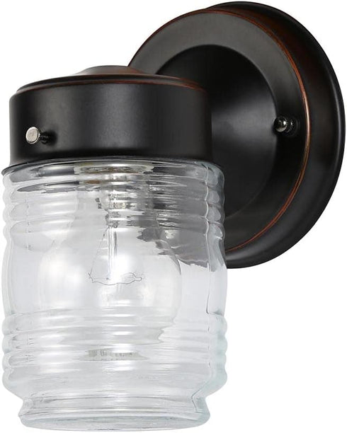 Design House Jelly Jar 1 Light Wall Light, Oil Rubbed Bronze, Outdoor
