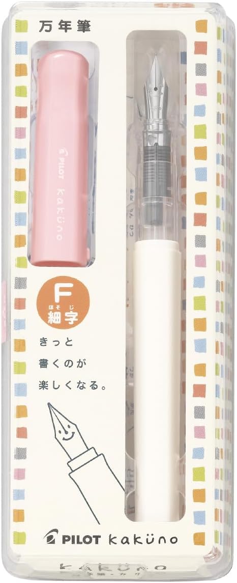 Pilot Kakuno Fine-Nib Fountain Pen - White Body with Soft Pink Cap (FKA-1SR-SPF)