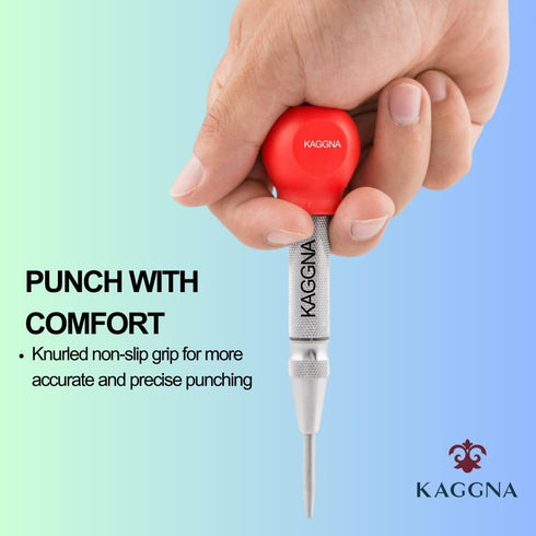 5-Inch Automatic Center Punch - Adjustable Impact Spring Loaded Tool for Metal and Leather Punching