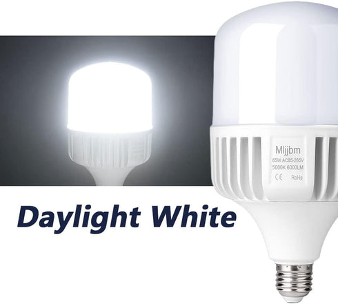 400W-500W Equivalent LED Light Bulb,6000 Lumen 5000K Bright Daylight White Bulbs,High Lumen E26/E27 Medium Base for Outdoor Indoor Garage Warehouse Workshop Factory Street Backyard Large Area by Mljjbm