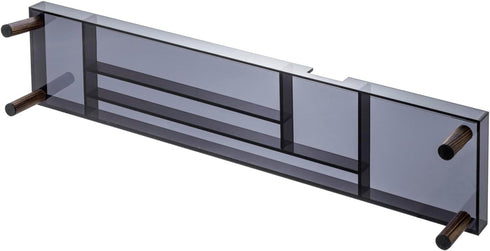 MyGift Modern Desktop Organizer Tray, Premium Translucent Dark Gray Acrylic and Solid Wood Over Keyboard Office Desk