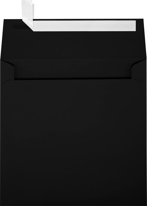 LUXPaper 5 1/2" x 5 1/2" Square Invitation Envelopes | Peel & Press | Midnight Black | 80lb. Text | 50 Qty