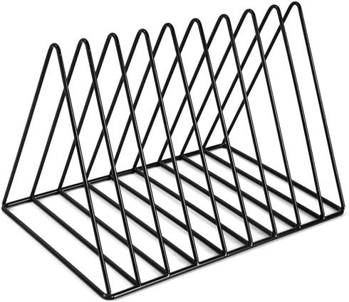 Udreamer 9 Slot Vinyl Holder,Desktop Vinyl Record Storage Holds Up 30 Vinly Records,Metal Magazine Rack Triangle File Holder for Office Homer,Black by Udreamer