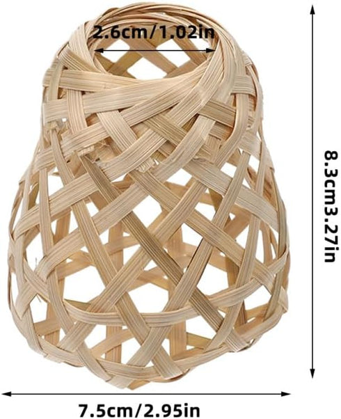 4Pcs 3.54X2.75X2.75In DOITOOL Rustic Woven Bamboo Lampshade Replacement for Pendant Light Ceiling Lamp Cover Small