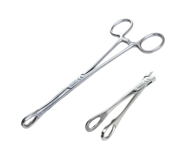 VR Instrument Supply Sponge Holding Forceps 7" Straight Serrated Surgical Instruments Veterinary Body Piercing Tools