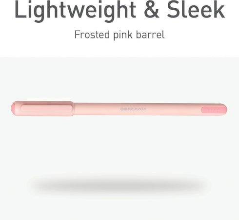 Pentonic Ballpoint Pens, 10 Count, Frosted Pale Pink Barrel with Red Ink, 0.7 mm Fine Point