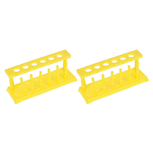 YOKIVE 2Pcs Tube Rack Holder, 6 Pins Plastic for 18-21mm Lab Test Tubes, 6-Sockets, Yellow