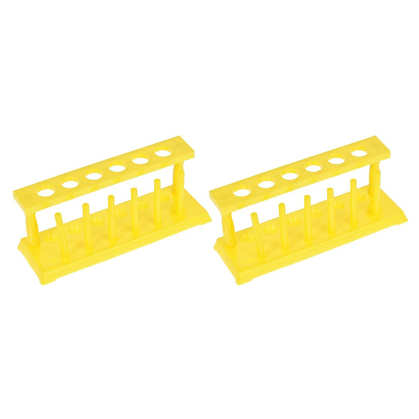 YOKIVE 2Pcs Tube Rack Holder, 6 Pins Plastic for 18-21mm Lab Test Tubes, 6-Sockets, Yellow