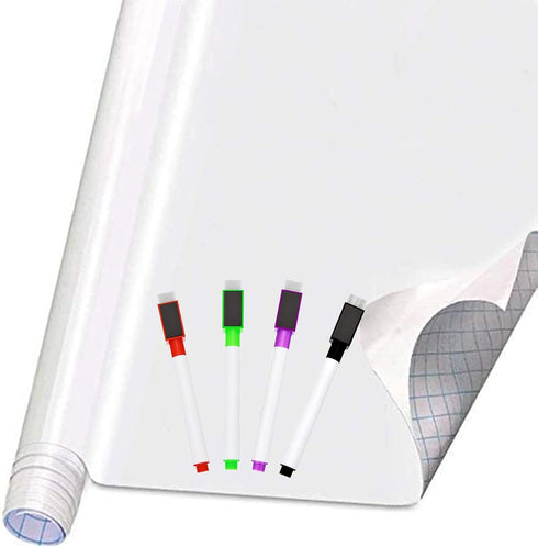 Self Adhesive White Board Paper, Dry Erase Wall Stickers Roll 17.7" x 78.7" for School/Office/Home/Kid/Art Decoration