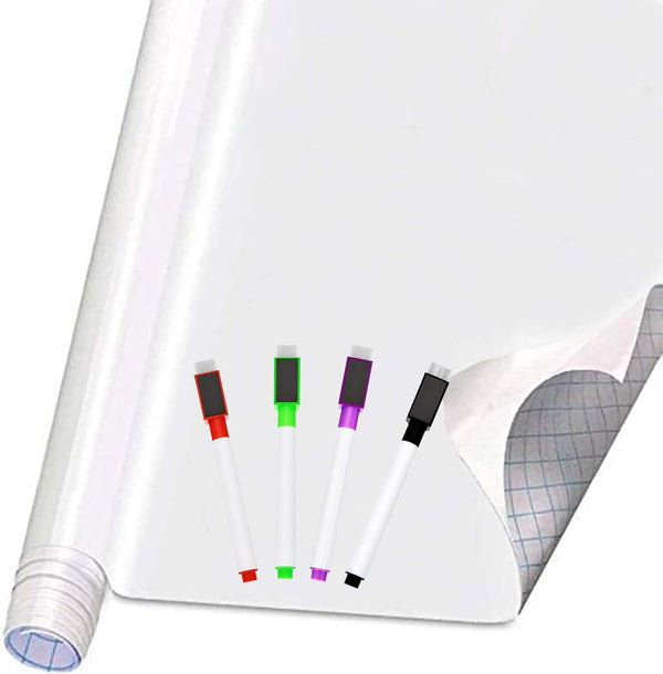 Self Adhesive White Board Paper, Dry Erase Wall Stickers Roll 17.7" x 78.7" for School/Office/Home/Kid/Art Decoration