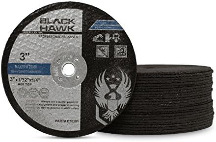 BHA Metal and Stainless Steel Cut Off Wheels - 3” x 1/32” x 1/4” for Die Grinders, 25 Pack