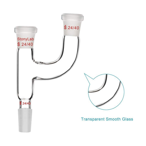 StonyLab 3 Way Claisen Distillation Adapter, 24/40 Joints Connecting Adapter Lab Supply