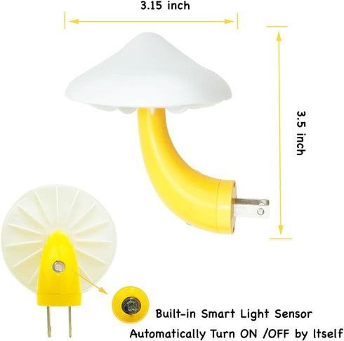 7 ZEZHOU Sensor LED Mushroom Night Light Plug in Wall Mushroom Light Magic Color Changing, Mini Dream Bed Colourful