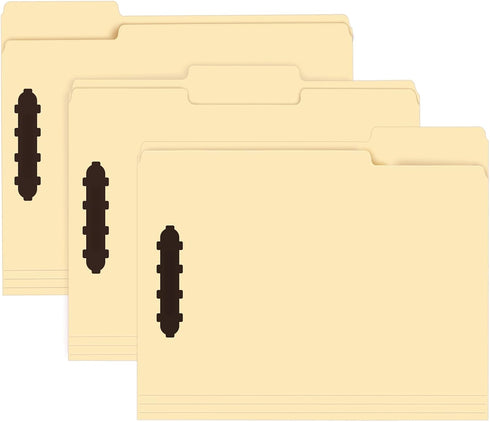 RAZCC 60 Pack Manila Fastener Folders, Letter Size, Reinforced 1/3-Cut Tab, 2 Fasteners for Organizing Medical Files