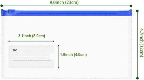 Small Zipper Plastic Envelopes, BOPART 30Pcs Plastic Pouch with Label Pocket, 9x4.7 Inches Clear Pencil Pouch Reusable Money Envelopes, Poly Zip Envelopes for Organizing & Storage