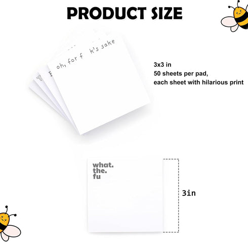 Funny Sticky Notes and Pen Set, Sassy Rude Desk Accessory Gifts for Friends, Co-Workers, Boss (5Pcs Novelty Pads)