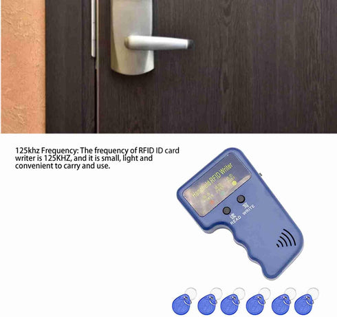Semme 125KHZ 6 Handheld Card Copier Low Power Consumption Reader Writer with Cards Keyfobs for Home Office Security