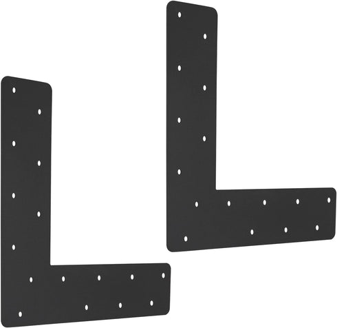 2 Pcs L Shape Flat Bracket, 12"x12" Mending Plate with Black Powder-Coated Right Angle Brackets for Repair