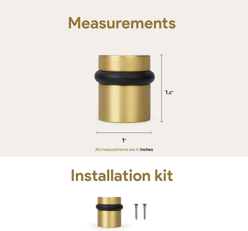 Mega Handles Floor Door Stopper - Gold Door Stopper, Wall Protector with Mounting Hardware Included - Satin Brass