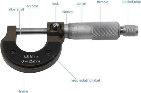 Outside Micrometer, Alloy Professional Metric Inch Measuring Tool Set, High Precision Graduation Thickness Gauge