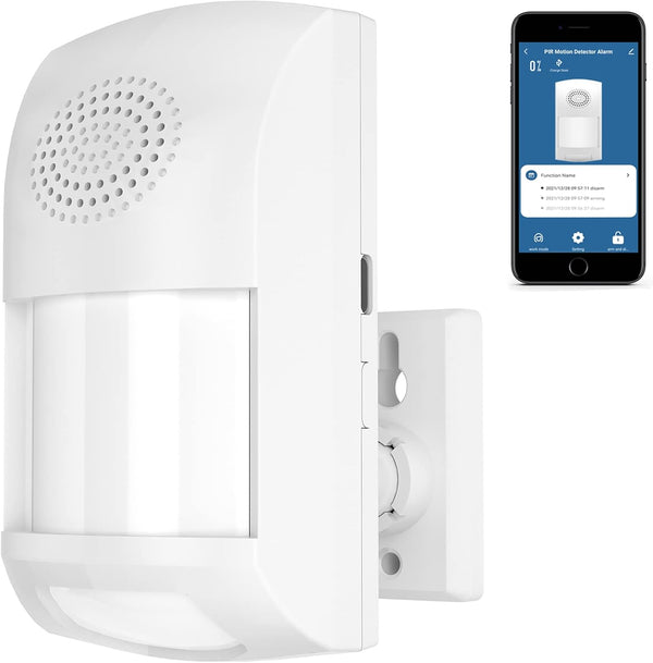 WiFi Motion Sensor Alarm: Smart PIR Detector with 110dB Siren & App Alerts, Compatible with Alexa/Google Assistant