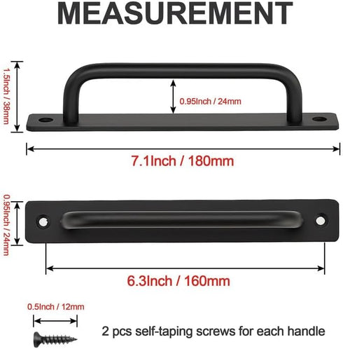 Ravinte Barn Door Handles, 6 Pack Sliding Door Handle, 6.3" Hole Center Zinc Alloy Pulls for Closet Door