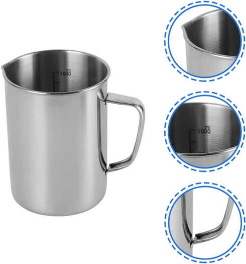 Hemobllo Stainless Steel Beaker, Lab Graduated Beaker with Handle for Liquids and Solids, Scientific Laboratory Supplies