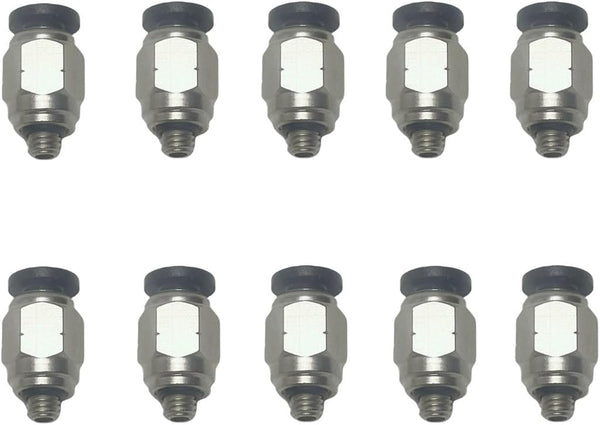 Pneumatic PC5/32-U10 Male Straight Air Hose Connectors 5/32" Tube OD x 10-32 Inch UNF Thread Push to Connect Fittings (Pack of 10) by VETLEY
