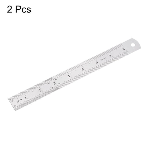 2Pcs Stainless Steel Ruler, 20cm/8" Length x 1/36" Thick x 1" Wide Measuring Tools for Woodworking Craft