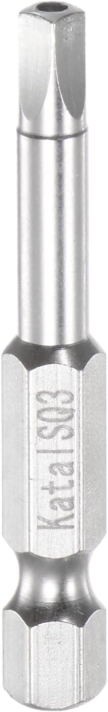 SQ3 Square Screwdriver Bit - 1/4" Hex Shank Magnetic Security Power Tool, 2" Length