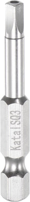 SQ3 Square Screwdriver Bit - 1/4" Hex Shank Magnetic Security Power Tool, 2" Length