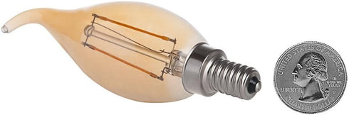 HERO-LED CA10-DSGT-2W-WW22 Dimmable CA10 E12 2W Bulb, 25W 2200K 4-Pack Gold Tint Candelabra Style LED Filament