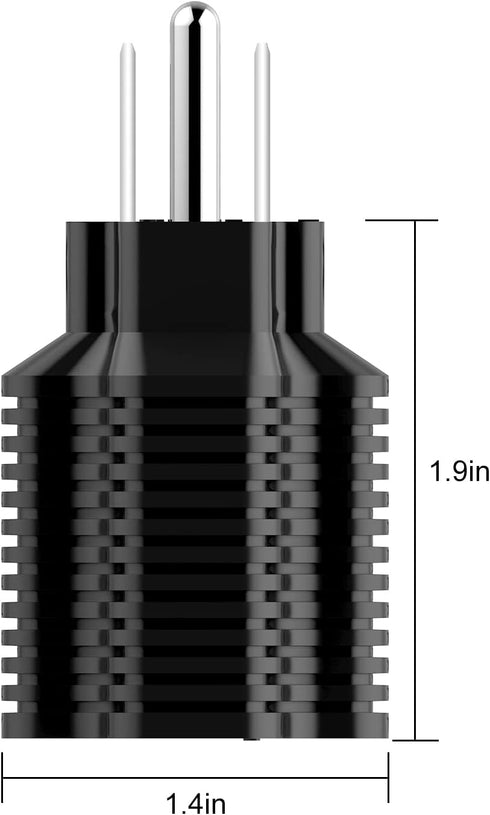 15 Amp Household AC Plug to 20 Amp Adapter, Nema 5-15P to 5-20R, 5-15P to 6-15R, T-Blade Plug Converter