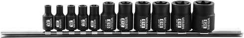 11PCS Female Torx Socket Set with Rail, E-Torx Socket Set for 1/4" and 3/8" Drive, E4 - E20