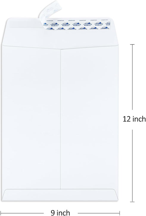 ValBox 9x12 Self Seal Catalog Envelopes, 250 Packs White with Peel and Seal Flap